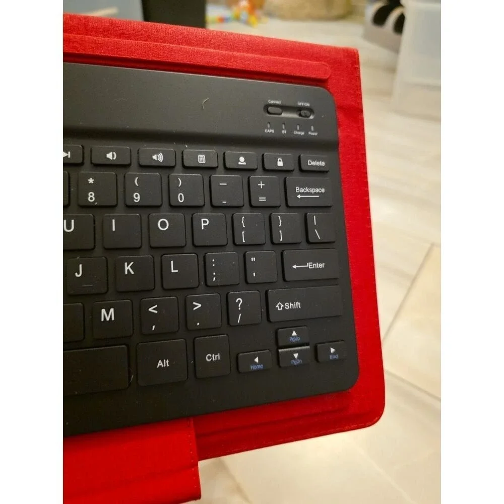 Bluetooth Tablet Keyboard Folio‎ Case Red Model KBT13 Wireless QWERTY Slim F1
